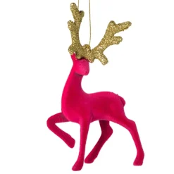 Xenos Kersthangers|Kerstballen-Kersthanger rendier staand - roze -10x16 cm