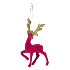 Xenos Kersthangers|Kerstballen-Kersthanger rendier staand - roze -10x16 cm