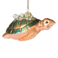 Xenos Kersthangers|Kerstballen-Kersthanger schildpad - glas - 4x9.4x9 cm