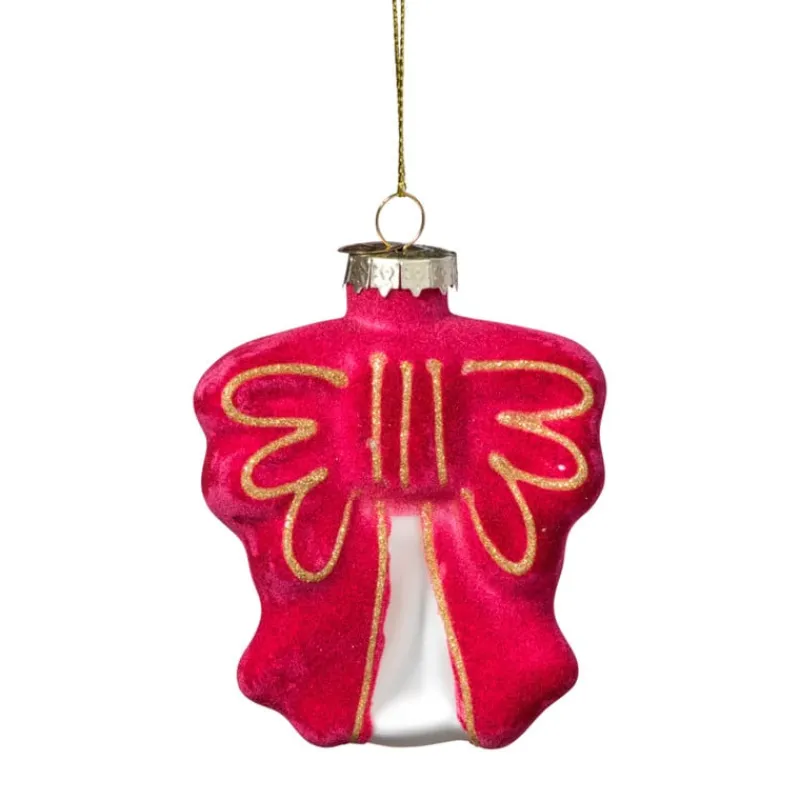 Xenos Kersthangers|Kerstballen-Kersthanger strik - paars - 8.5x8x3 cm