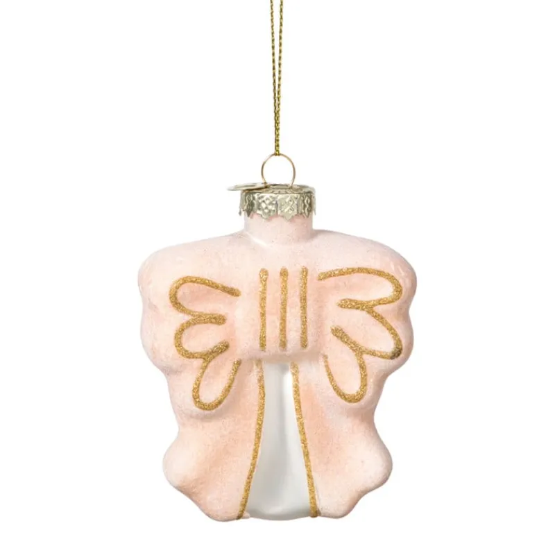 Xenos Kersthangers|Kerstballen-Kersthanger strik - roze - 8.5x8x3 cm