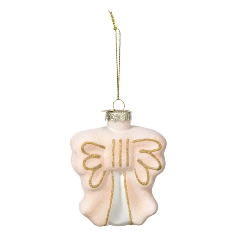Xenos Kersthangers|Kerstballen-Kersthanger strik - roze - 8.5x8x3 cm