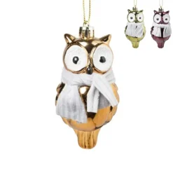 Xenos Kersthangers|Kerstballen-Kersthanger uil - diverse varianten - 9.4x4.8x3.9 cm