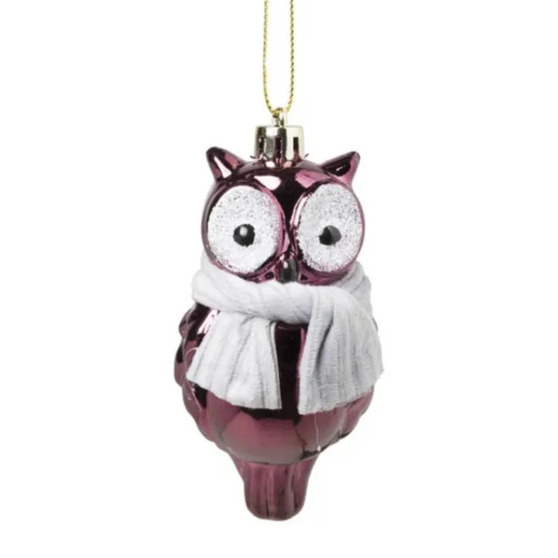 Xenos Kersthangers|Kerstballen-Kersthanger uil - diverse varianten - 9.4x4.8x3.9 cm