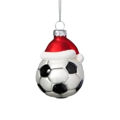 Xenos Kerst|Kersthangers-Kersthanger voetbal - zwart/wit- ø6.3x7.8 cm