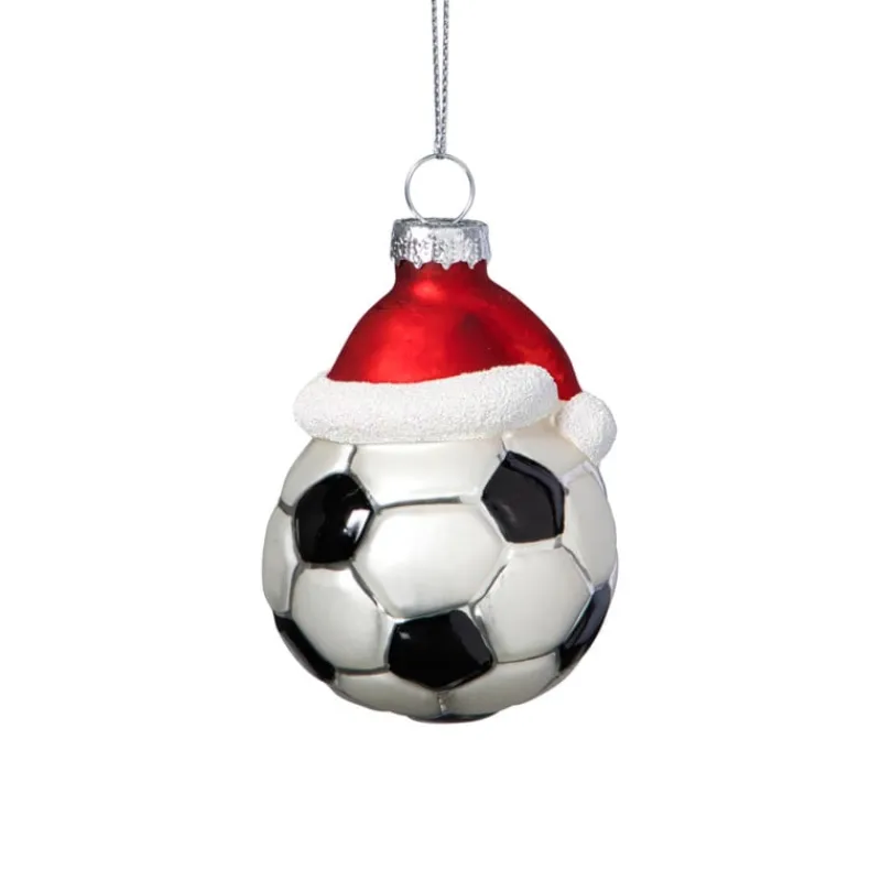 Xenos Kerst|Kersthangers-Kersthanger voetbal - zwart/wit- ø6.3x7.8 cm