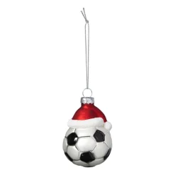 Xenos Kerst|Kersthangers-Kersthanger voetbal - zwart/wit- ø6.3x7.8 cm