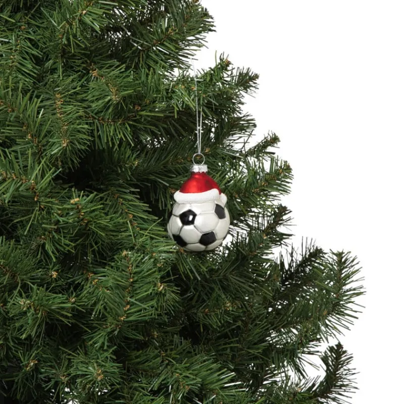 Xenos Kerst|Kersthangers-Kersthanger voetbal - zwart/wit- ø6.3x7.8 cm