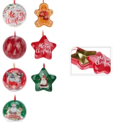 Xenos Kersthangers|Kerstballen-Kersthanger voorraadblik - diverse varianten - ø7.5 cm