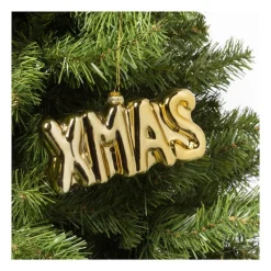 Xenos Kersthangers|Kerstballen-Kersthanger XMAS - glas - 7.5x15x3.5 cm