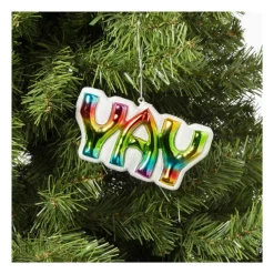 Xenos Kersthangers|Kerstballen-Kersthanger YAY - glas - 6.6x12.7x2.6 cm