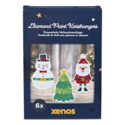 Xenos Kerst Knutselen-Kersthangers diamond paiting DIY - set van 6
