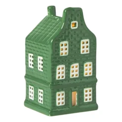 Xenos Kerstfiguren|Kersthuisjes-Kersthuisje - groen - 11x5.5x5.5 cm