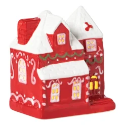 Xenos Kerstfiguren|Kersthuisjes-Kersthuisje LED - rood - 10.5x8.8x6.5 cm