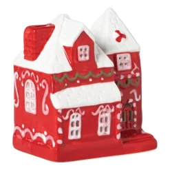 Xenos Kerstfiguren|Kersthuisjes-Kersthuisje LED - rood - 10.5x8.8x6.5 cm