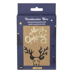 Xenos Kerst Knutselen-Kerstkaarten box kraft - set van 10