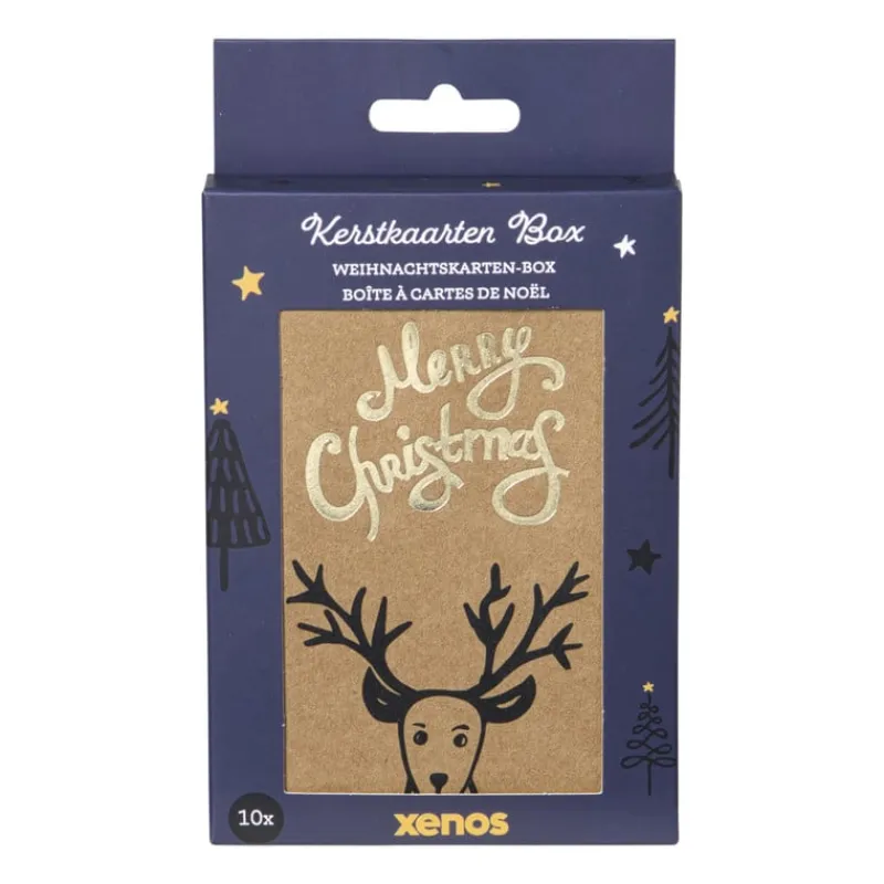Xenos Kerst Knutselen-Kerstkaarten box kraft - set van 10