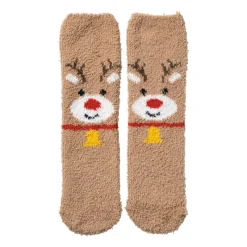 Xenos Kerstcadeaus-Kerstsokken rendier - bruin - one size