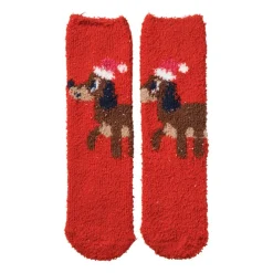 Xenos Kerstcadeaus-Kerstsokken teckel - rood - one size