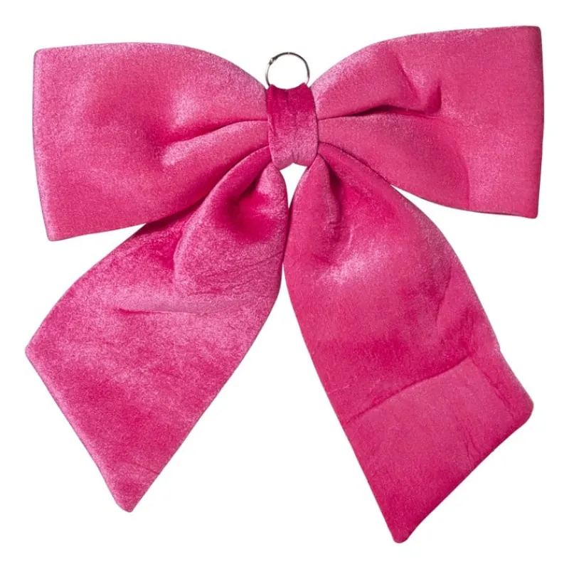 Xenos Kersthangers-Kerststrik velvet groot - roze - 48x56 cm