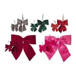 Xenos Kersthangers-Kerststrik velvet groot - roze - 48x56 cm