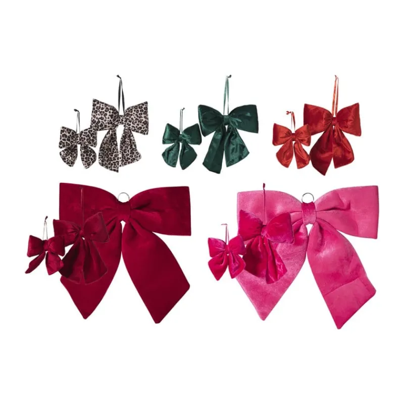Xenos Kersthangers-Kerststrik velvet klein - groen - 12x13 cm