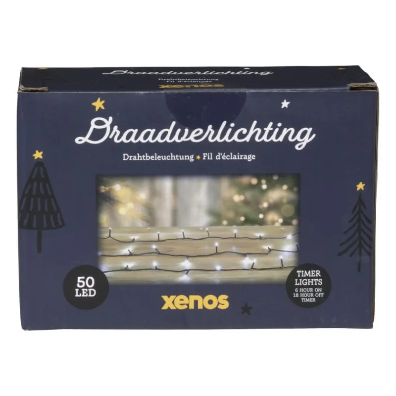 Xenos Kerstverlichting|Kerstboom Verlichting-Kerstverlichting LED - klassiek wit - 50 lampjes - 3.7 meter