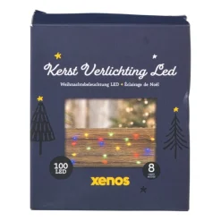 Xenos Kerstverlichting-Kerstverlichting LED - multikleur - 100 lampjes - 30 cm