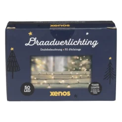 Xenos Kerstverlichting|Kerstboom Verlichting-Kerstverlichting LED - warm wit - 50 lampjes - 3.7 meter