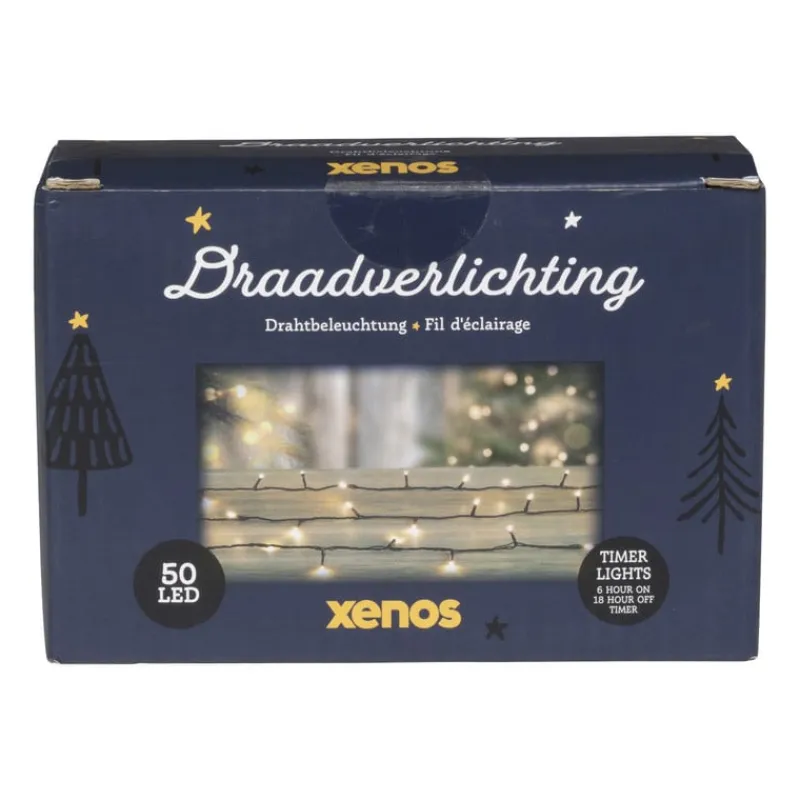 Xenos Kerstverlichting|Kerstboom Verlichting-Kerstverlichting LED - warm wit - 50 lampjes - 3.7 meter