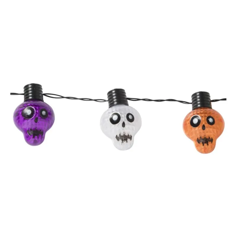 Xenos Verkleedaccessoires-Ketting met lichtjes - skelet - ø44 cm