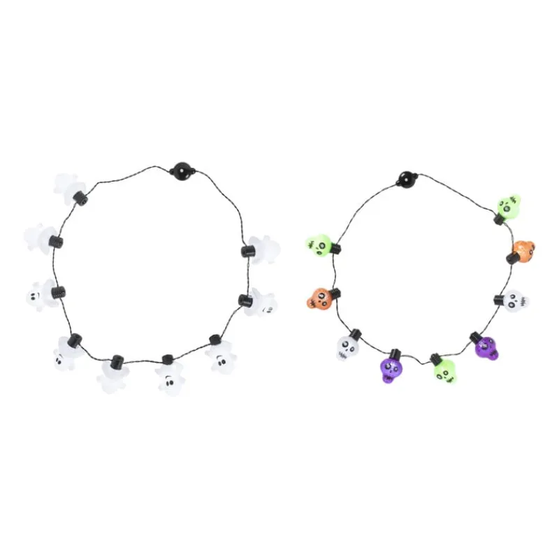 Xenos Verkleedaccessoires-Ketting met lichtjes - skelet - ø44 cm