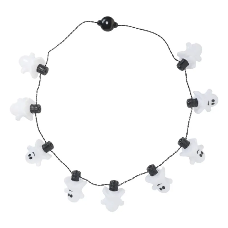 Xenos Verkleedaccessoires-Ketting met lichtjes - spookjes - ø44 cm