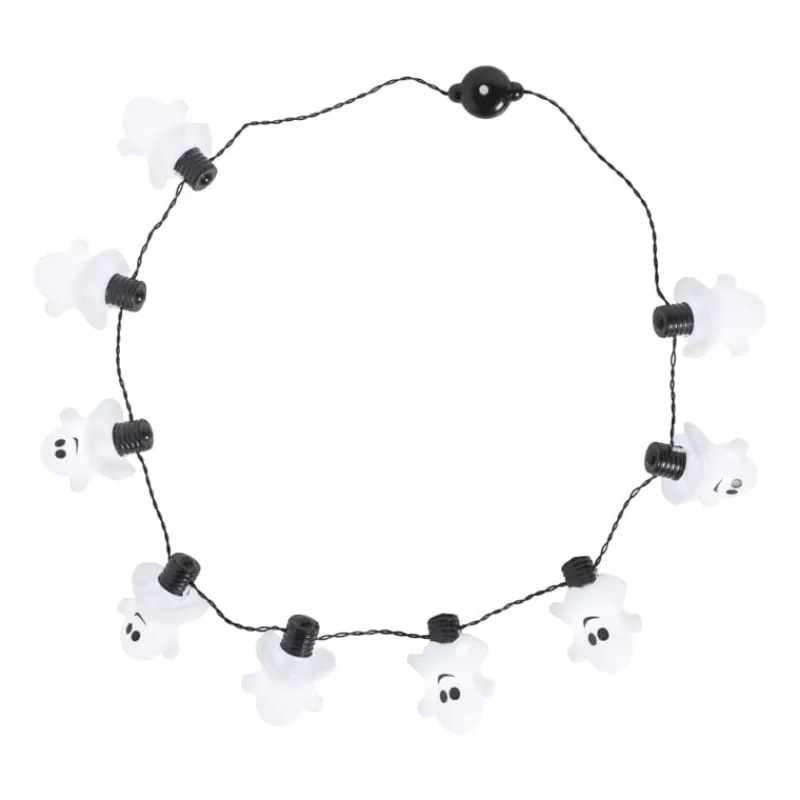 Xenos Verkleedaccessoires-Ketting met lichtjes - spookjes - ø44 cm