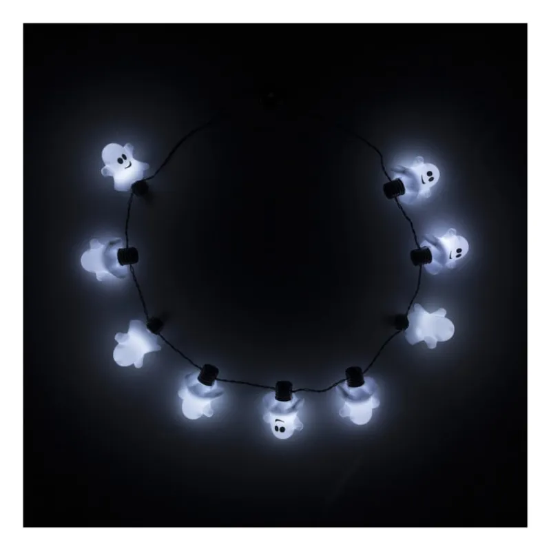 Xenos Verkleedaccessoires-Ketting met lichtjes - spookjes - ø44 cm