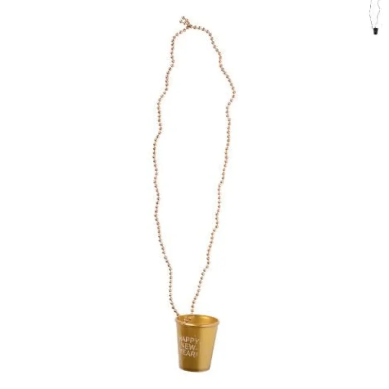Xenos Shotglaasjes-Ketting shotglas NY - diverse kleuren - 80 cm
