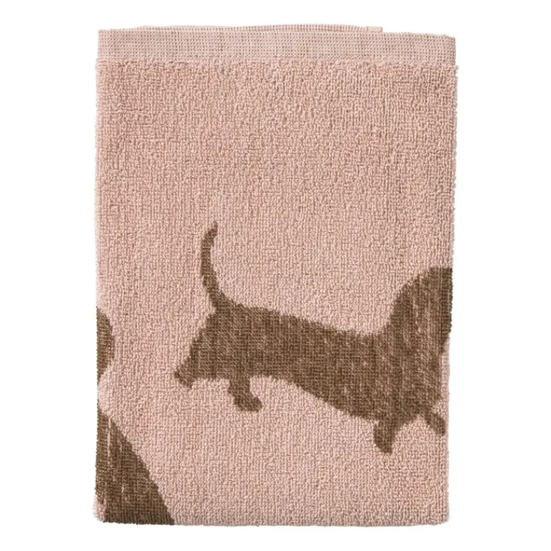 Xenos Thee- En Keukendoeken-Keukendoek teckels - roze/bruin - 50x50 cm