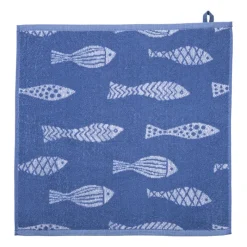 Xenos Thee- En Keukendoeken-Keukendoek vissen - blauw/wit - 50x50 cm