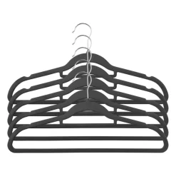 Xenos Kledinghangers-Kledinghanger vilt - zwart - set van 5