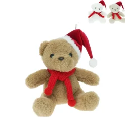 Xenos Knuffels-Knuffel beer met kerstmuts - 13 cm - diverse varianten