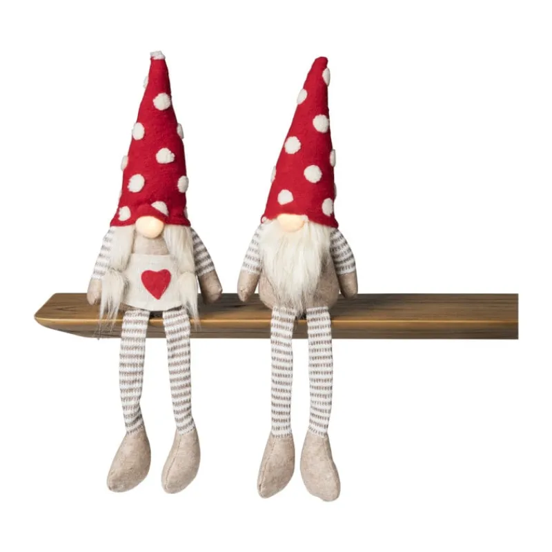 Xenos Kerstfiguren-Knuffel Gnome met led - diverse varianten - 43x12x10 cm
