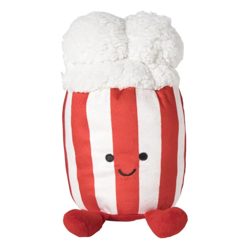 Xenos Knuffels|Kerstcadeaus-Knuffel popcorn - rood/wit - 19x12 cm