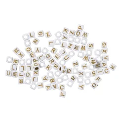 Xenos Knutselspullen-Kralen met letters - beige/goud - set van 100