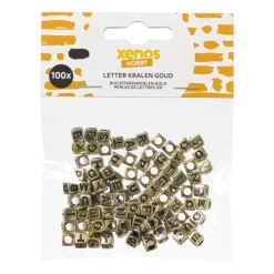 Xenos Knutselspullen-Kralen met letters - goud - set van 100