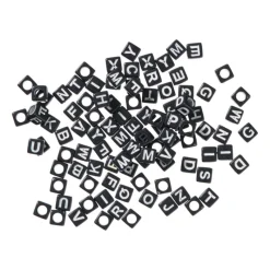Xenos Knutselspullen-Kralen met letters - zwart - set van 100