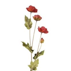 Xenos Kunstbloemen-Kunstbloem klaproos - rood - 58 cm