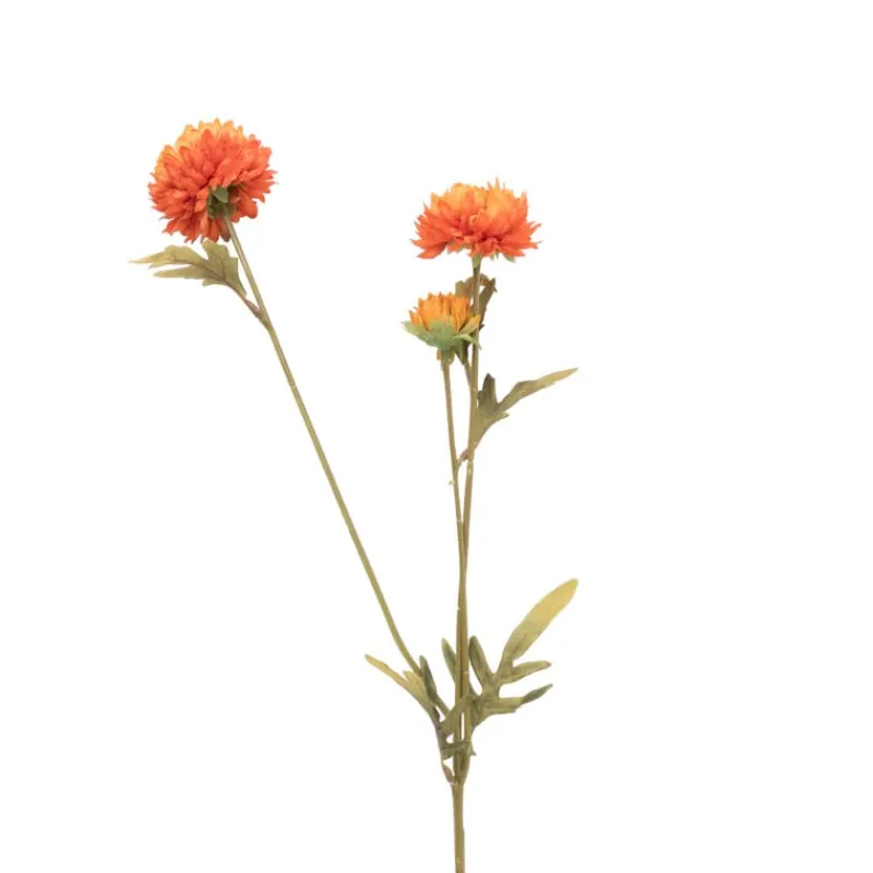 Xenos Kunstbloemen-Kunstbloem met 2 chrysanten - oranje - 73 cm
