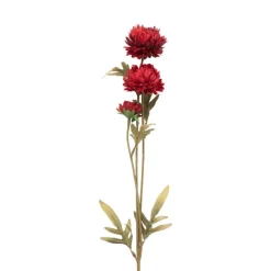 Xenos Kunstbloemen-Kunstbloem met 3 chrysanten - rood - 68 cm