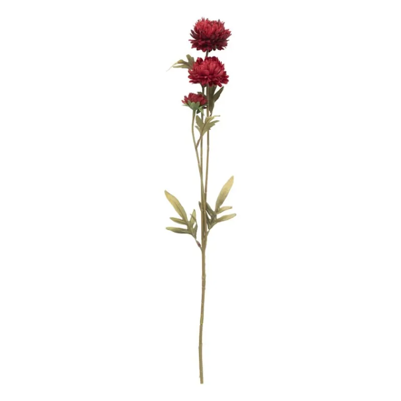 Xenos Kunstbloemen-Kunstbloem met 3 chrysanten - rood - 68 cm