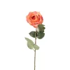 Xenos Kunstbloemen-Kunstbloem roos - oranje - 64 cm